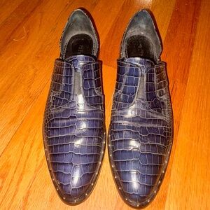 Freda Salvador Navy Crocodile Pattern Loafers